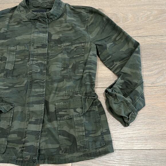 SANCTUARY Green Camouflage Utility Full Zip Cinch‎ Waist Rolled Cuff Jacket Sz S - Picture 5 of 13